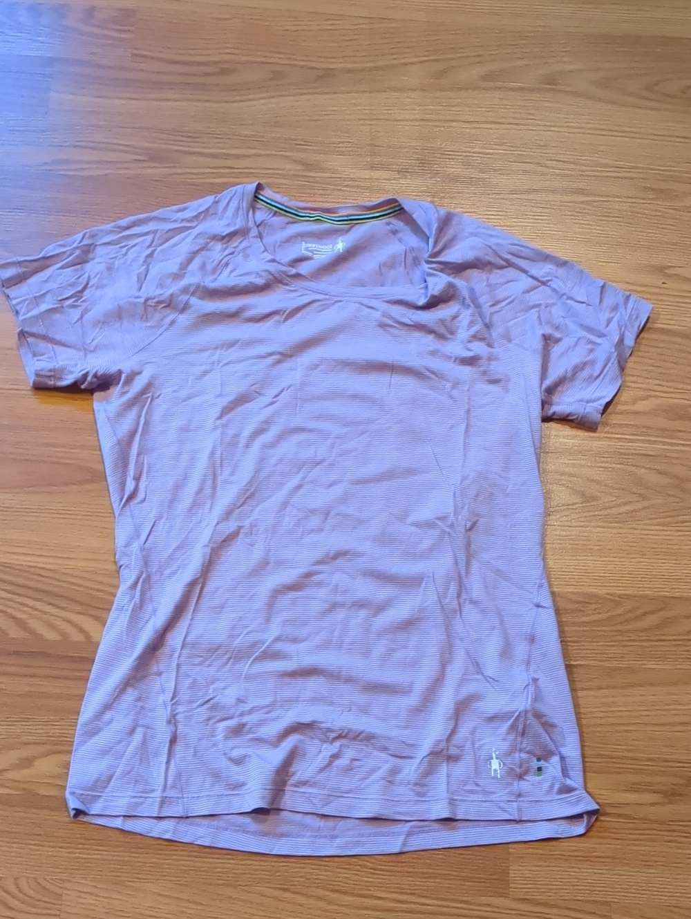 Smartwool Merino 150 Striped Short Sleeve Tee Lavender White Large
